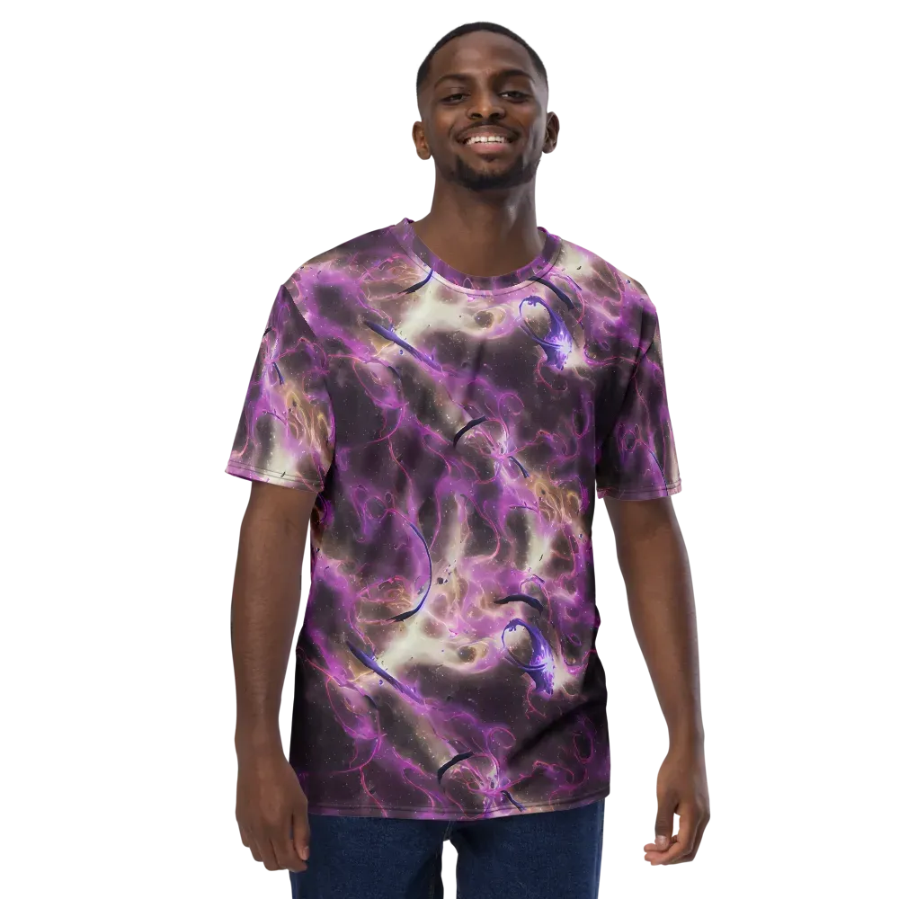 Violet Nebula on Men's Crew Neck T-Shirt — Front