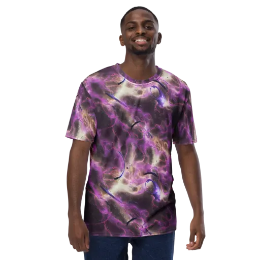 Violet Nebula on a Men's Crew Neck T-Shirt