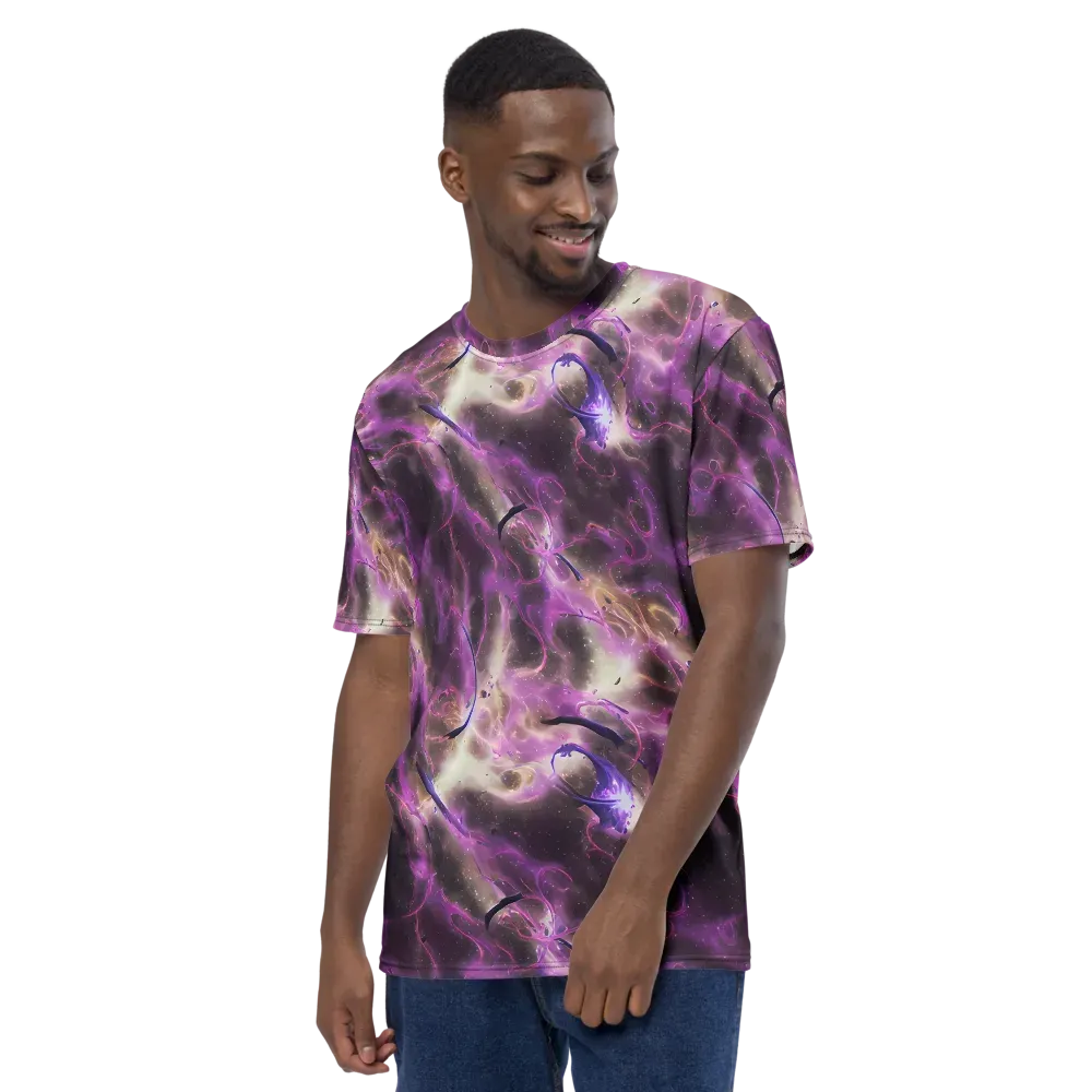 Violet Nebula on Men's Crew Neck T-Shirt — Left