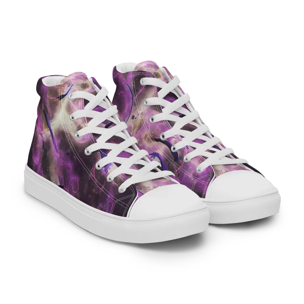 Violet Nebula on Men's High Top Canvas Shoes — Right Front