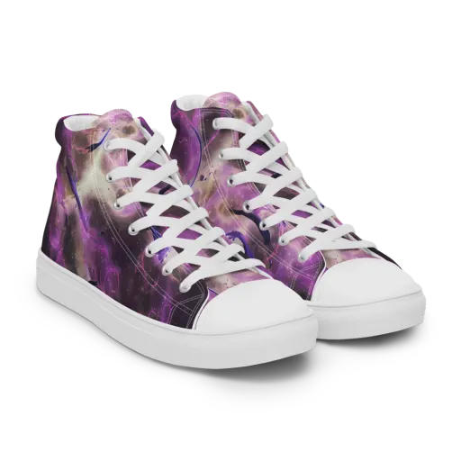 Violet Nebula on a Men's High Top Canvas Shoes