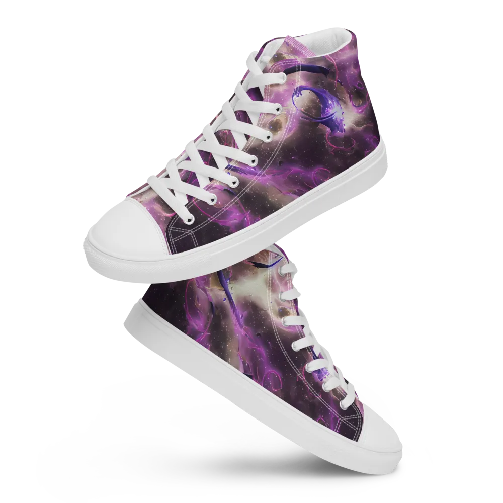 Violet Nebula on Men's High Top Canvas Shoes — Front
