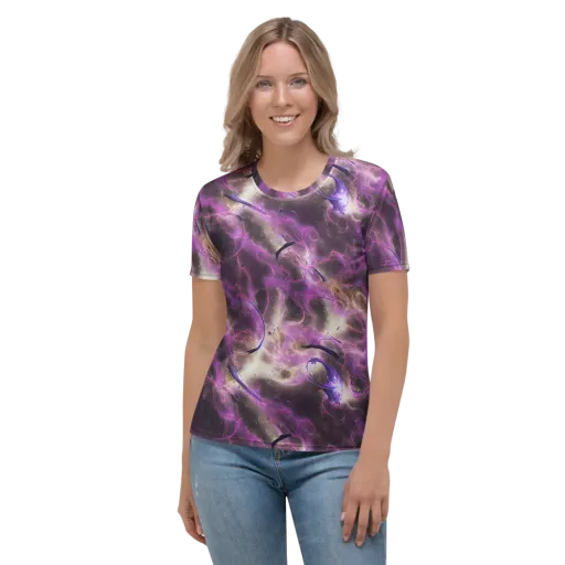 Violet Nebula on a Women's Crew Neck T-Shirt