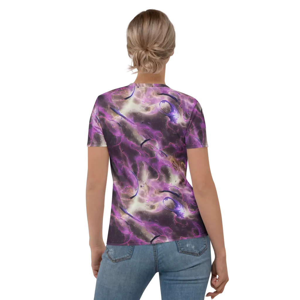 Violet Nebula on Women's Crew Neck T-Shirt — Back