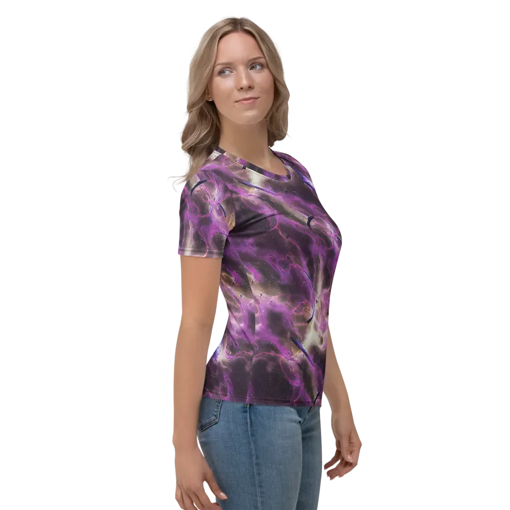 Violet Nebula on Women's Crew Neck T-Shirt — Right