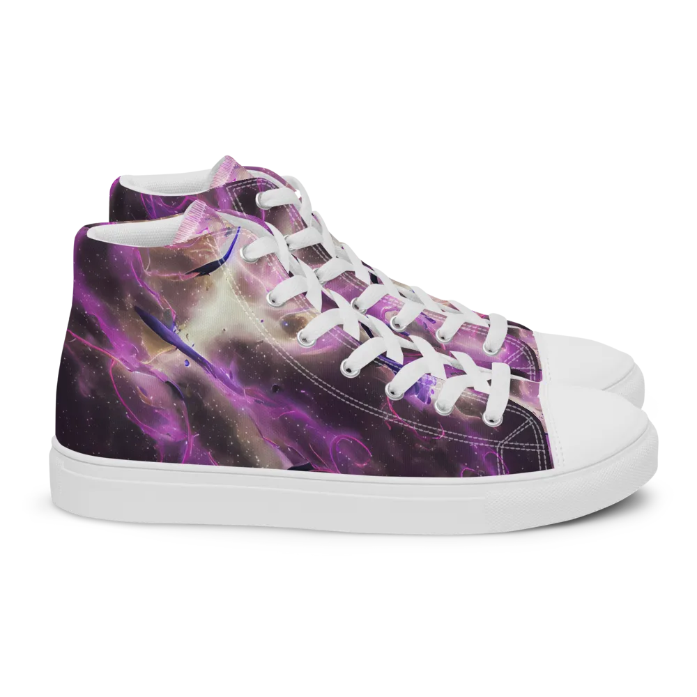 Violet Nebula on Women's High Top Canvas Shoes — Right