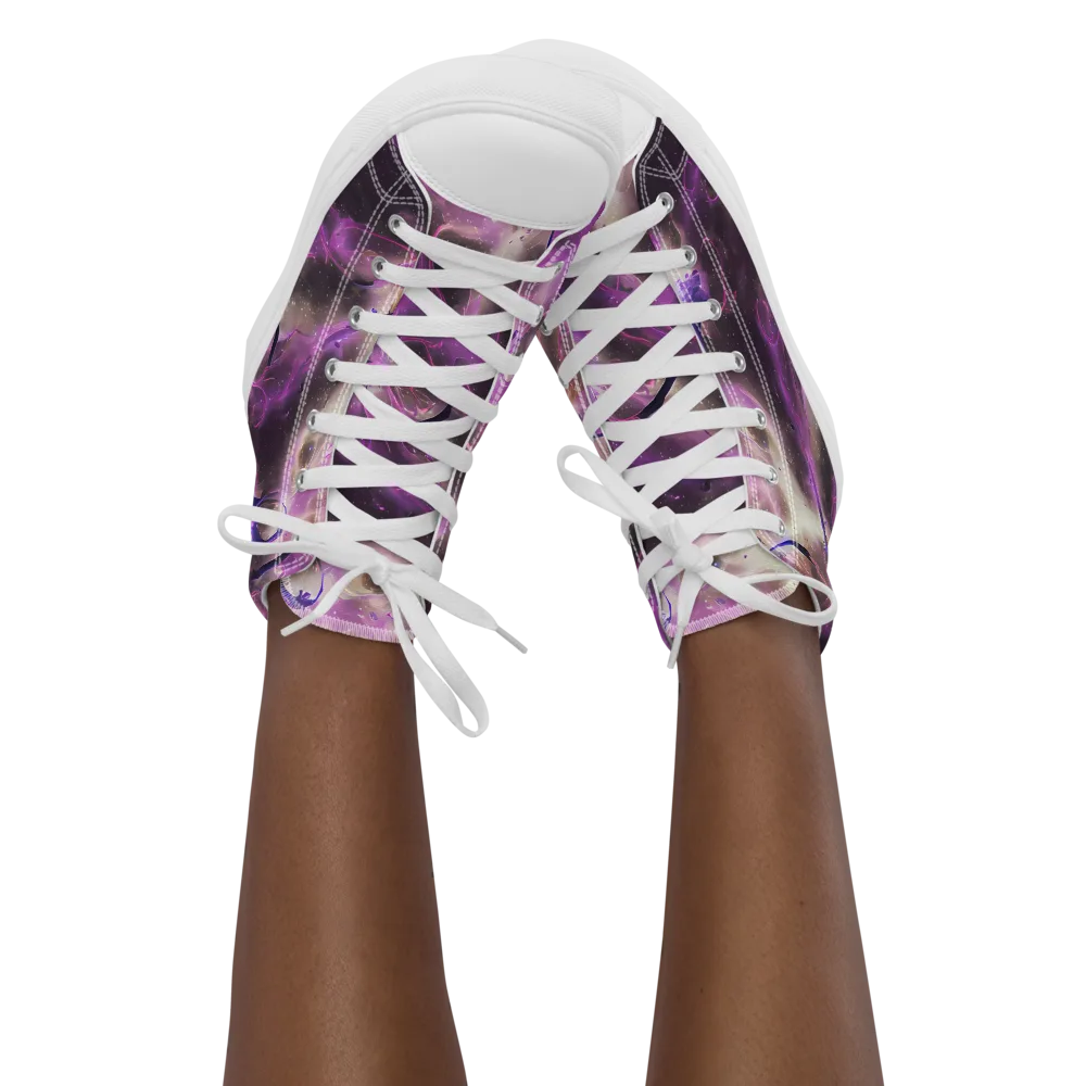 Violet Nebula on Women's High Top Canvas Shoes — Front