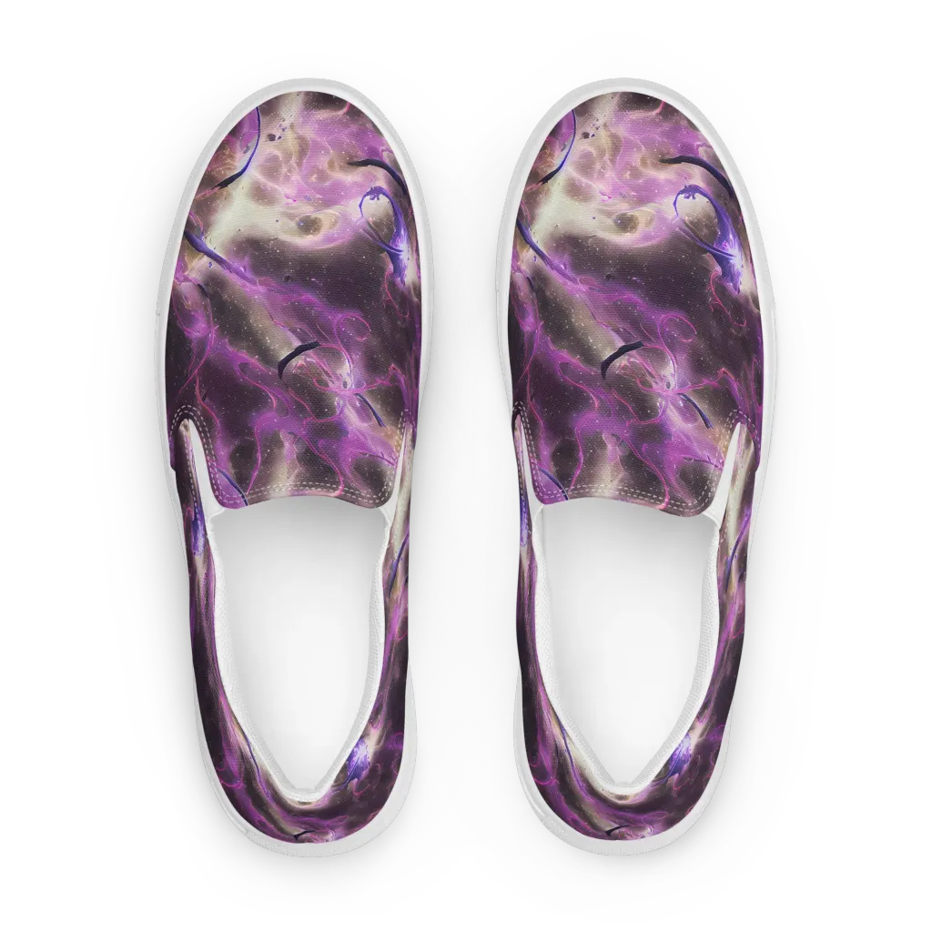 Violet Nebula on Men's Slip-On Canvas Shoes — Front