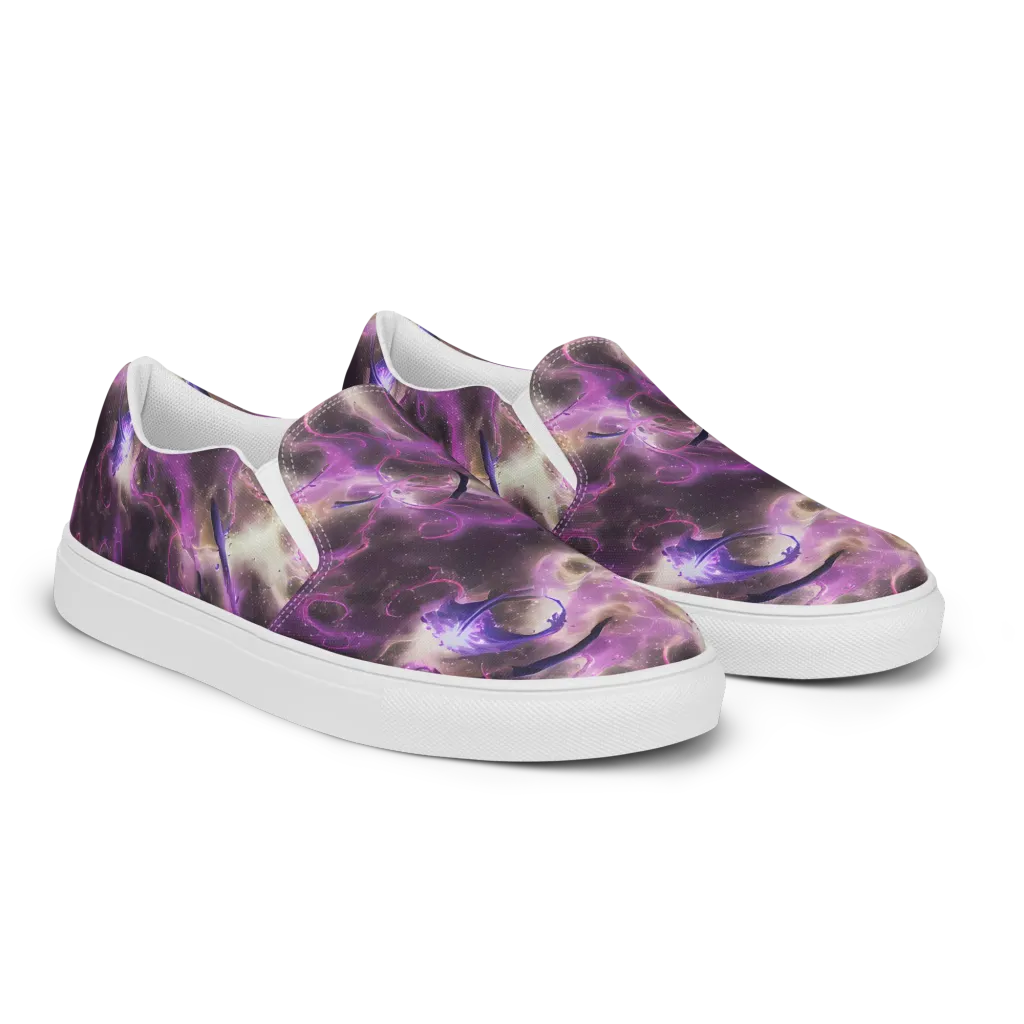 Violet Nebula on Men's Slip-On Canvas Shoes — Right Front