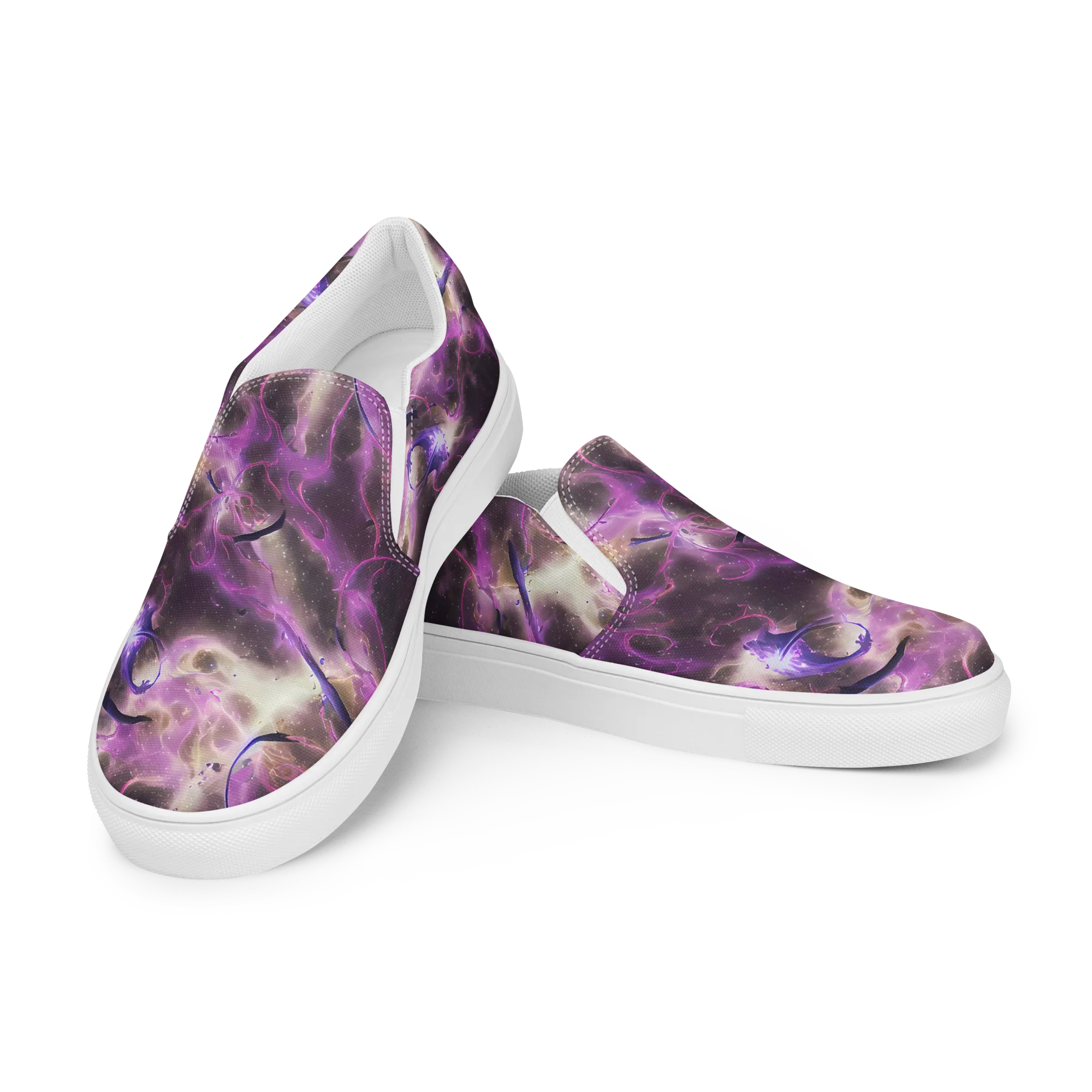 Violet Nebula on Men's Slip-On Canvas Shoes — Left Front