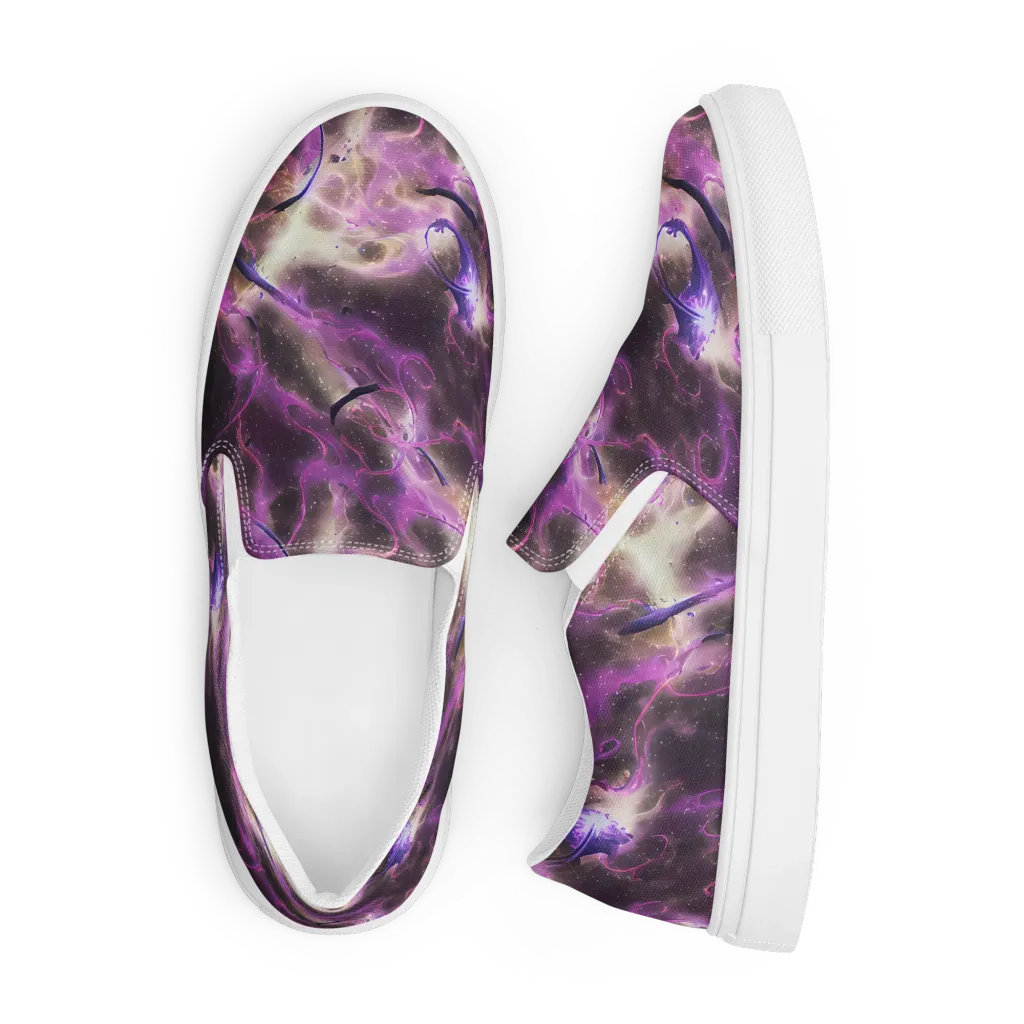 Violet Nebula on Men's Slip-On Canvas Shoes — Front