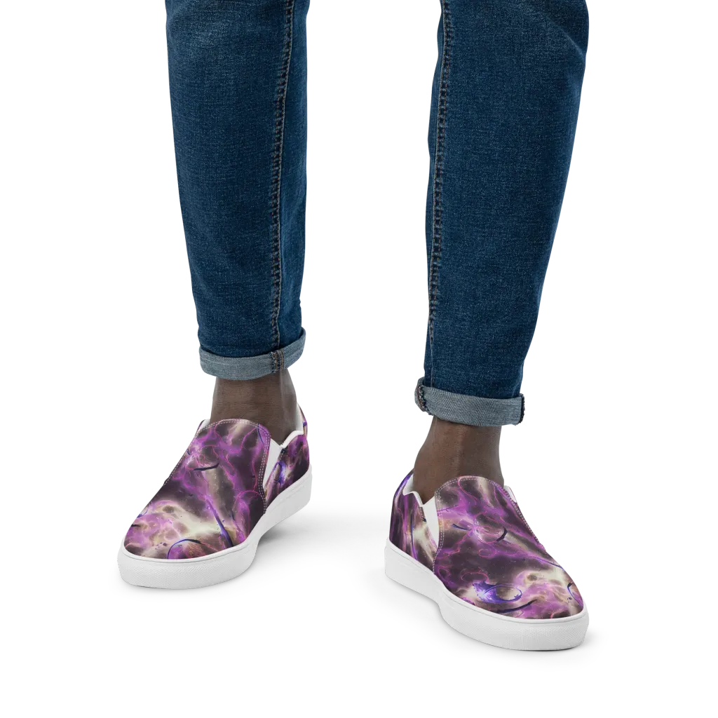 Violet Nebula on Men's Slip-On Canvas Shoes — Front