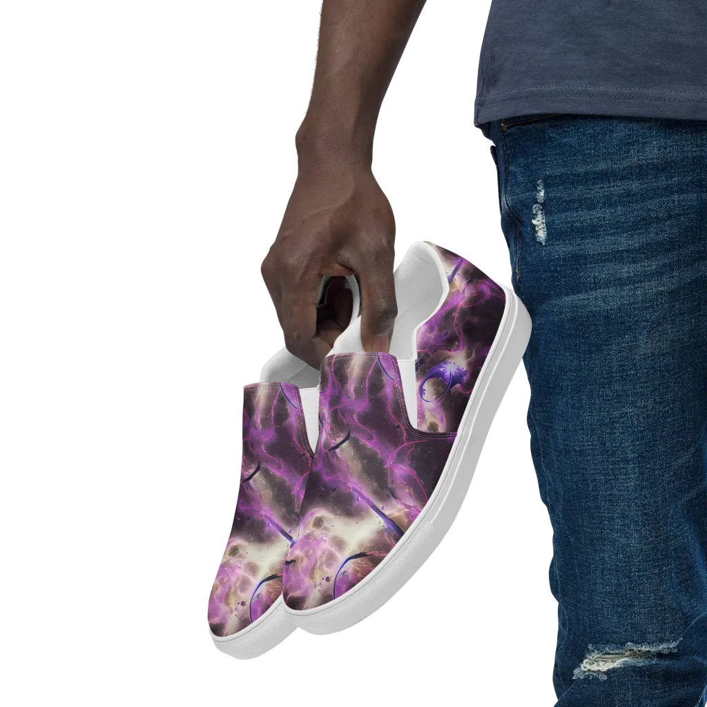 Violet Nebula on Men's Slip-On Canvas Shoes — Left Front