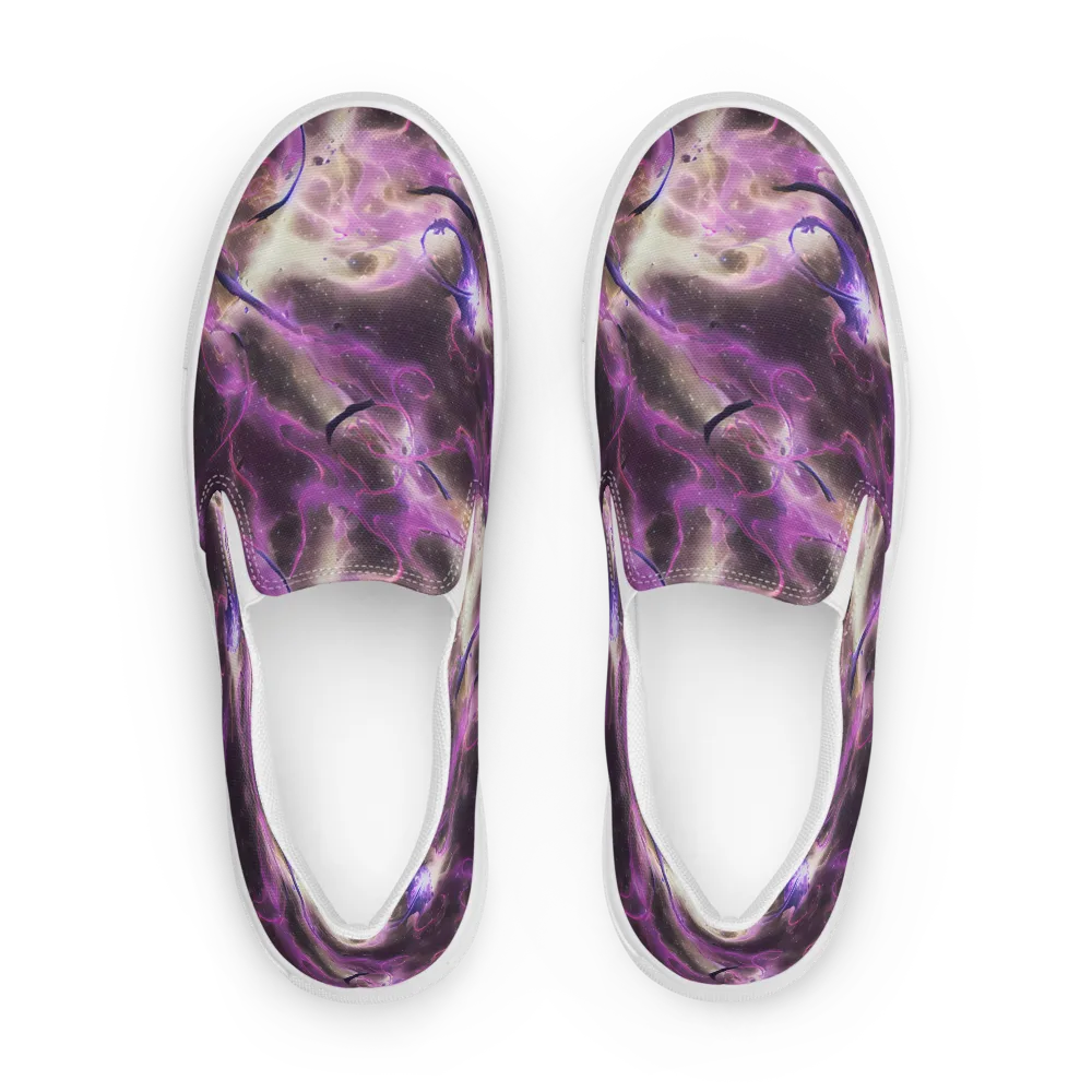 Violet Nebula on Women's Slip-On Canvas Shoes — Front