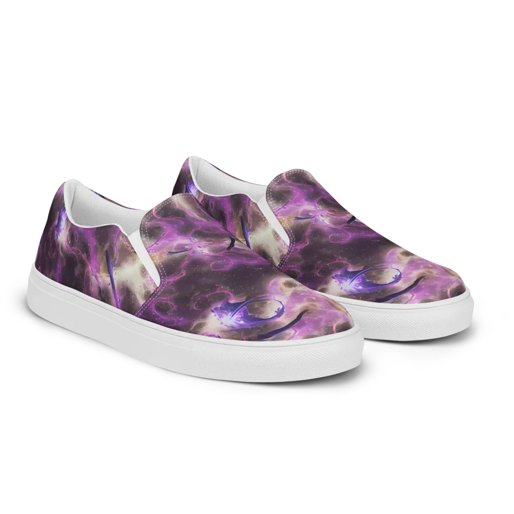Violet Nebula on Women's Slip-On Canvas Shoes — Right Front