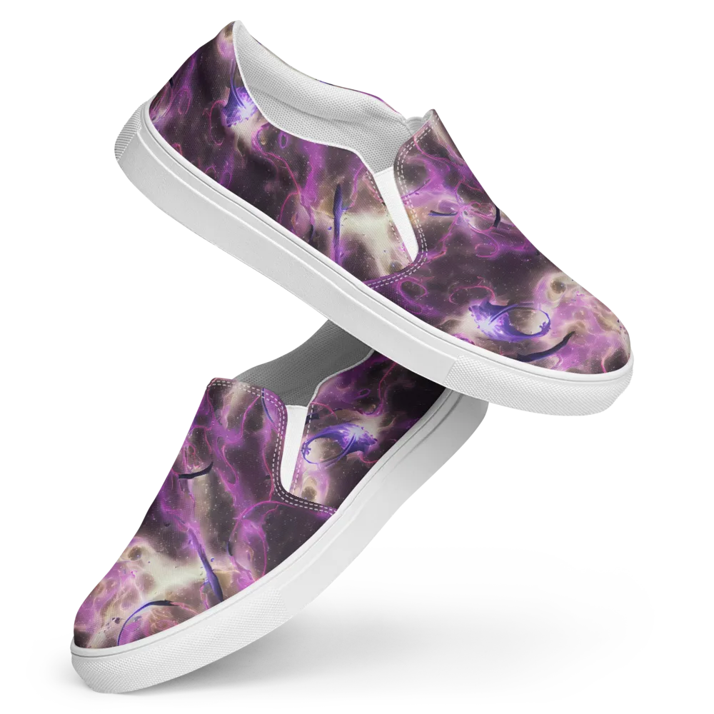 Violet Nebula on Women's Slip-On Canvas Shoes — Front