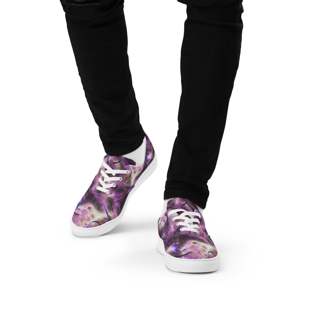 Violet Nebula on Men's Lace-Up Canvas Shoes — Front
