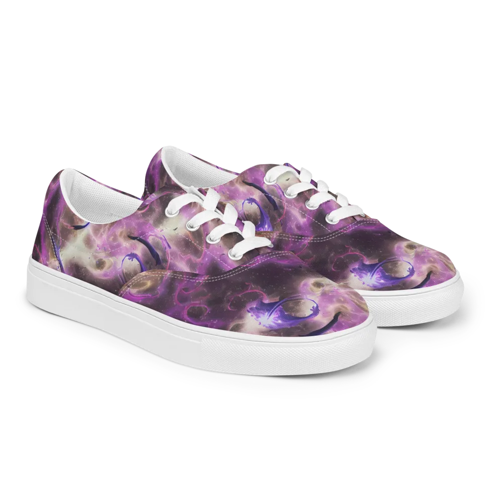 Violet Nebula on Men's Lace-Up Canvas Shoes — Right Front