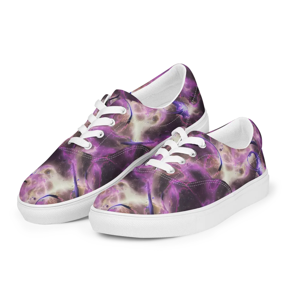 Violet Nebula on Men's Lace-Up Canvas Shoes — Left Front
