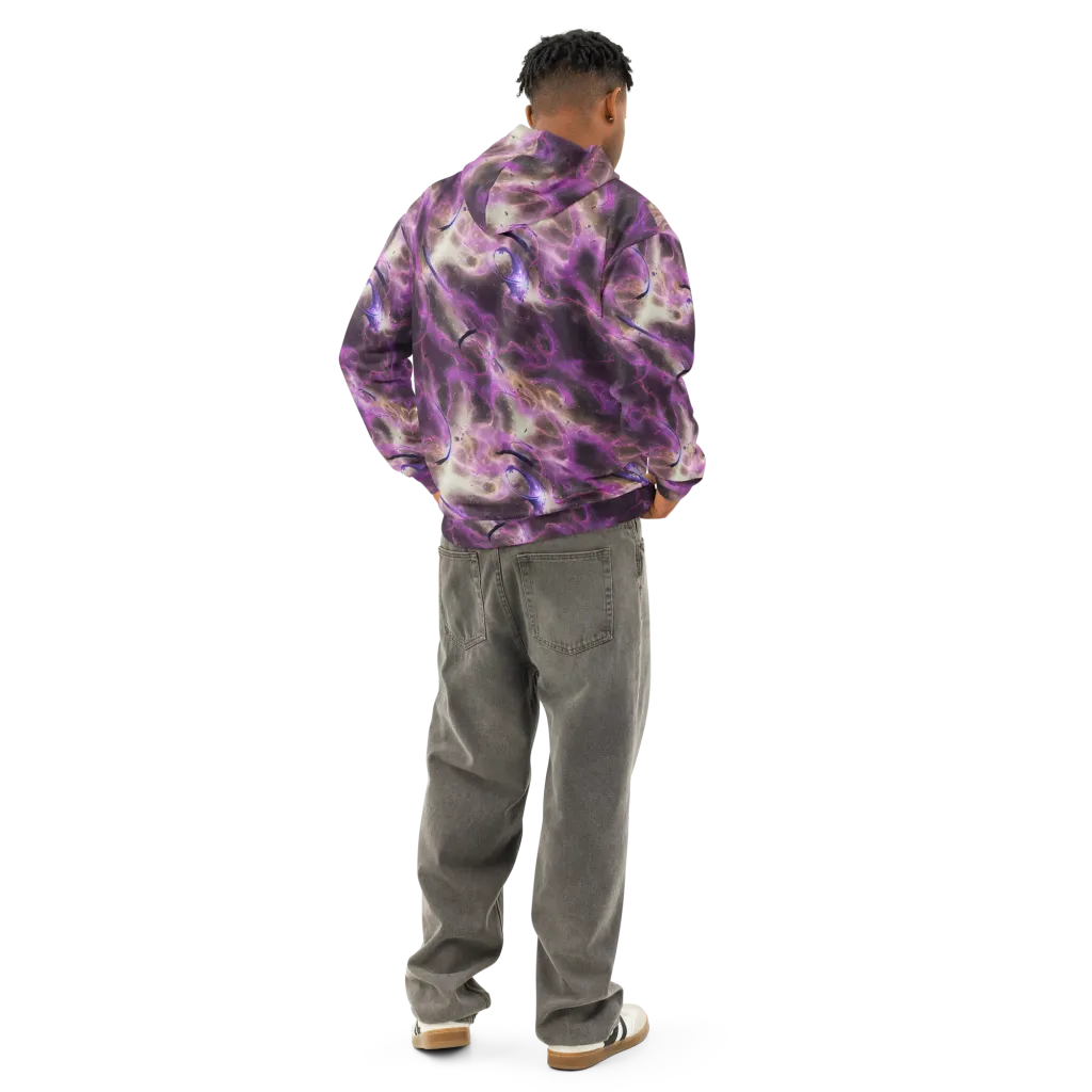 Violet Nebula on Cotton Hoodie — Back