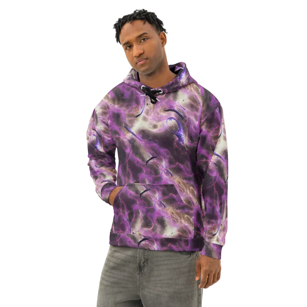 Violet Nebula on Cotton Hoodie — Left Front