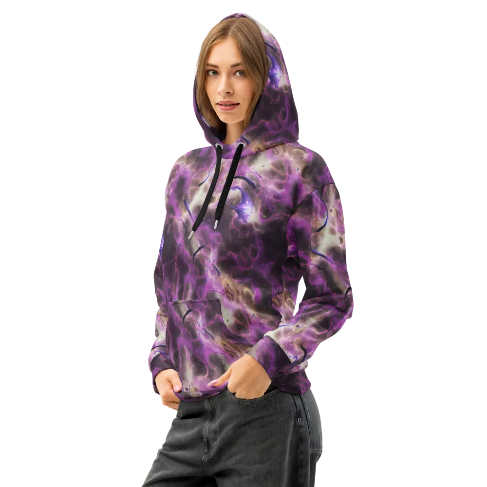 Violet Nebula on Cotton Hoodie — Left Front