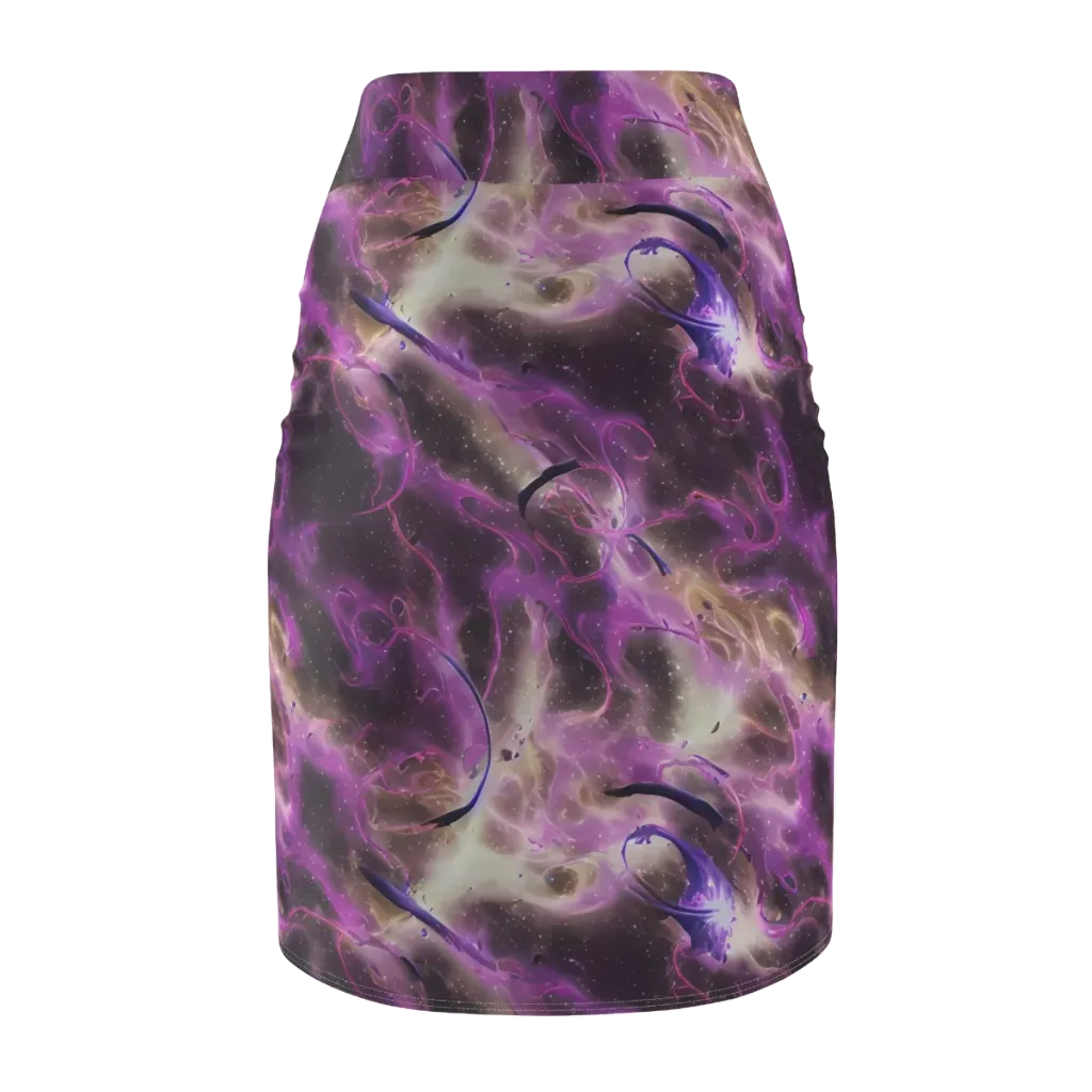 Violet Nebula on Pencil Skirt — Back