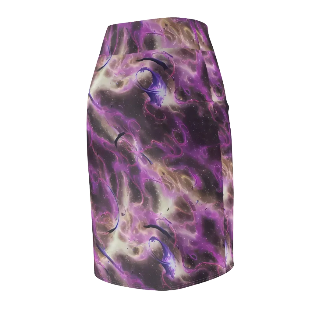 Violet Nebula on Pencil Skirt — Back Side