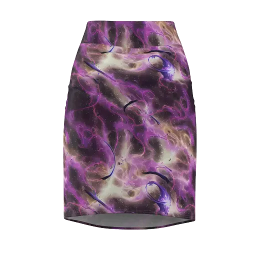 Violet Nebula on a Pencil Skirt