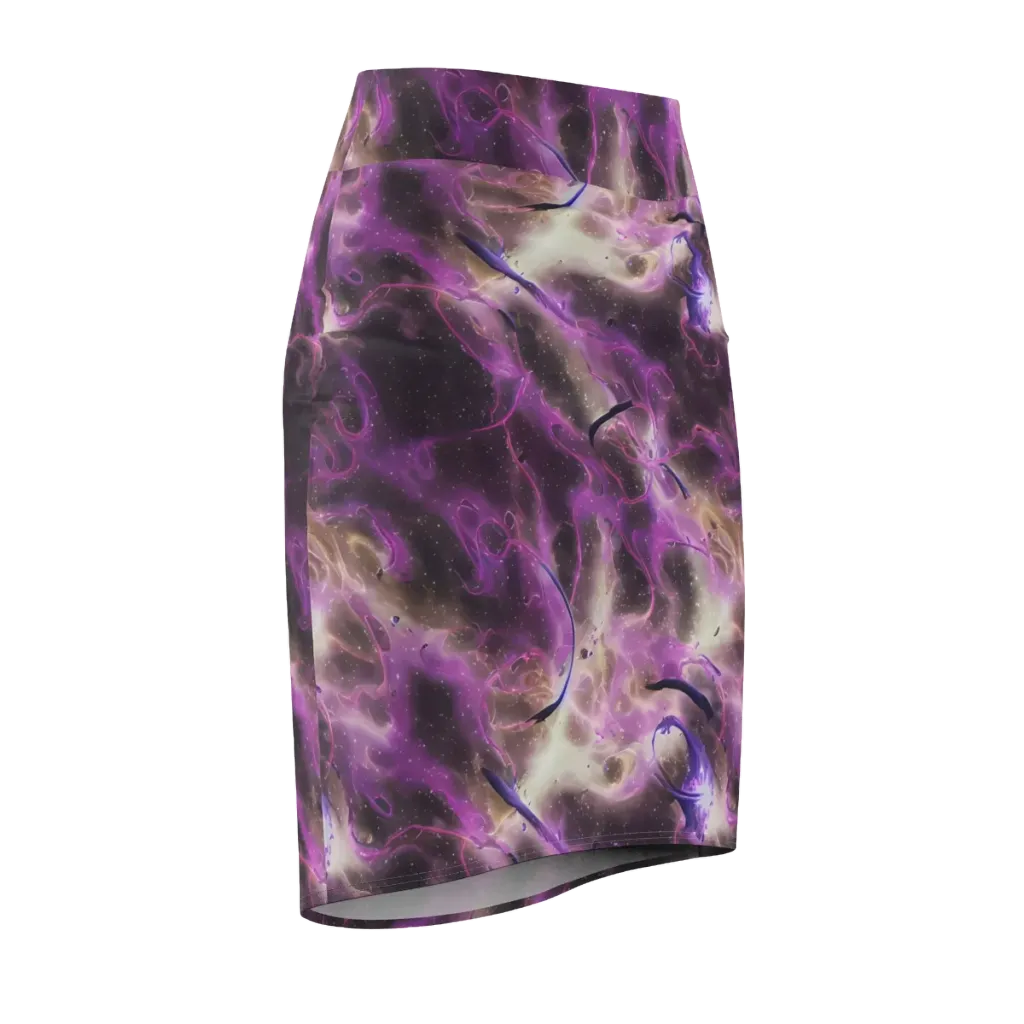 Violet Nebula on Pencil Skirt — Front Side