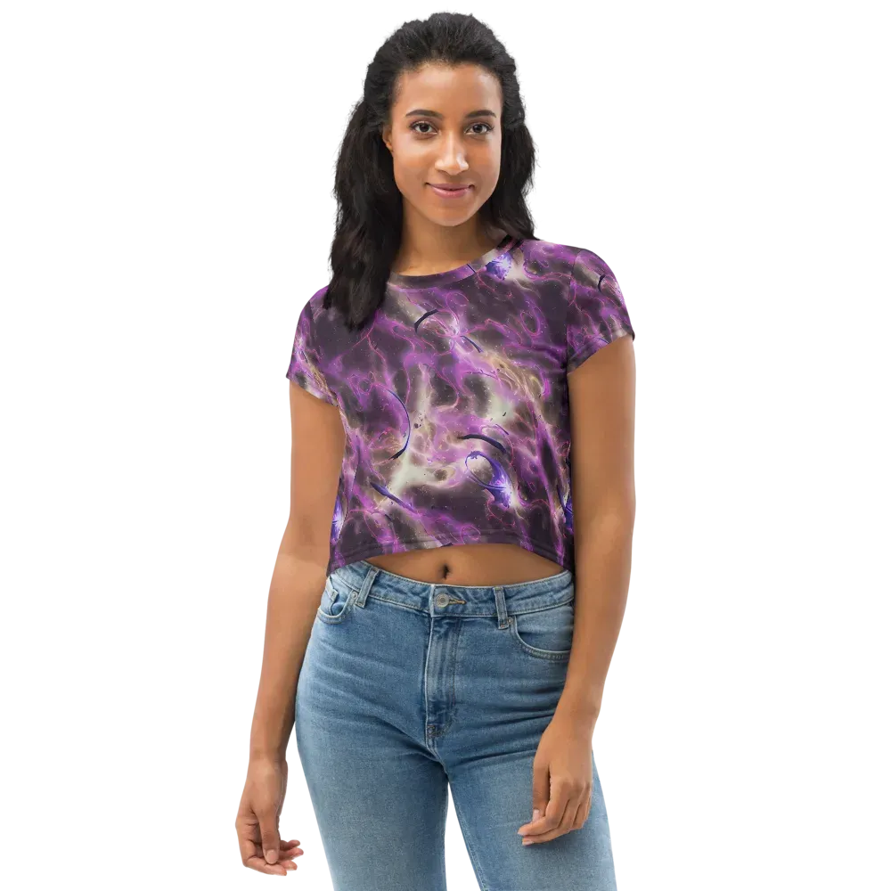 Violet Nebula on Crop Tee — Front