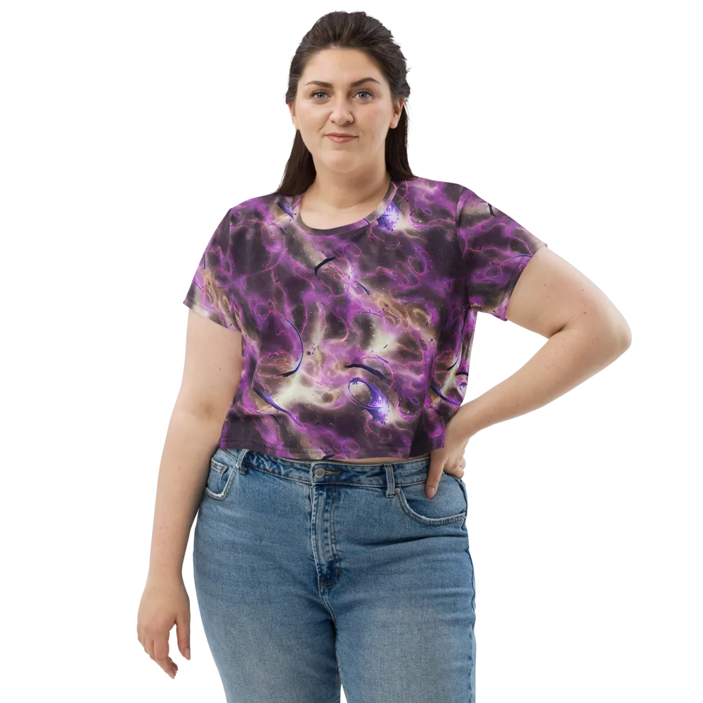 Violet Nebula on Crop Tee — Front