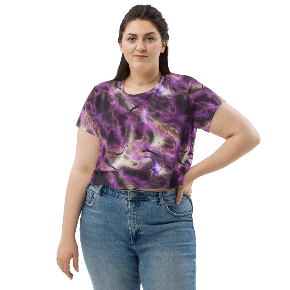 Violet Nebula on Crop Tee — Front