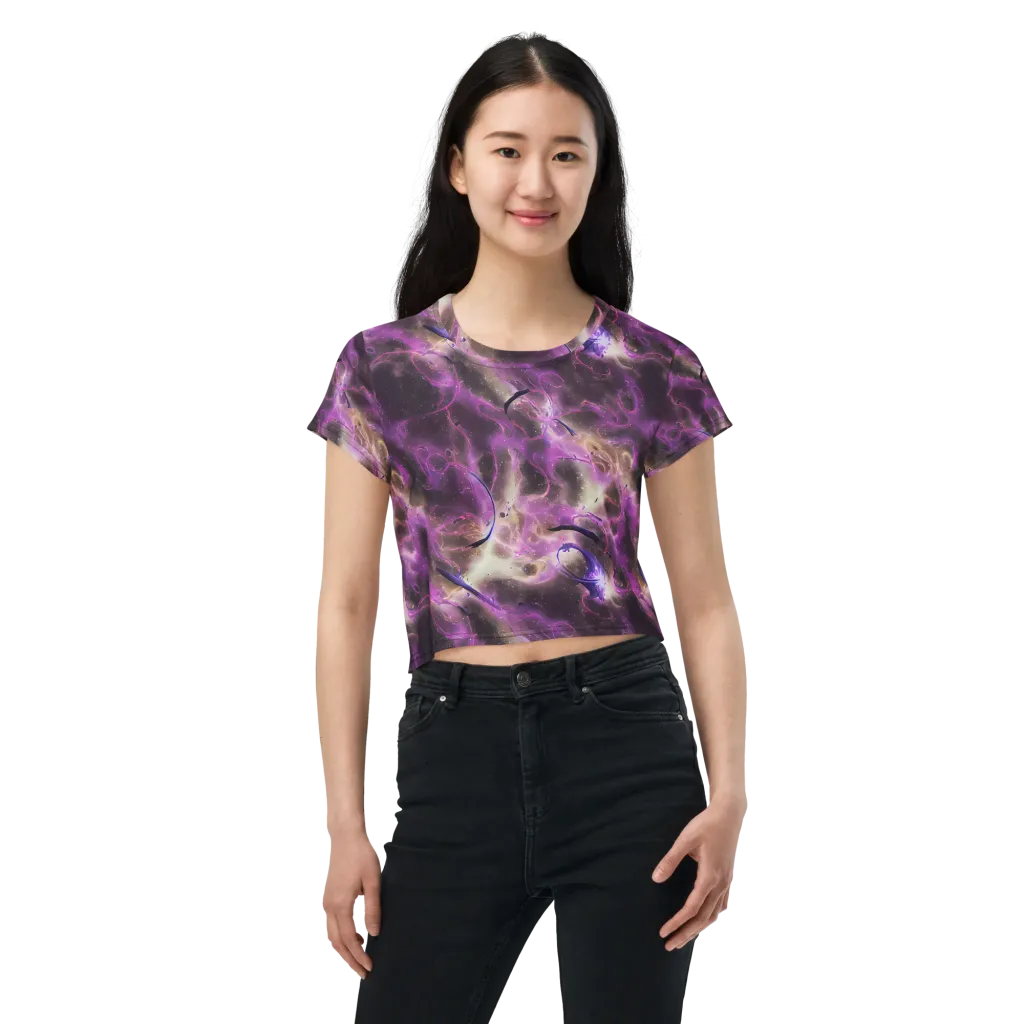 Violet Nebula on Crop Tee — Front