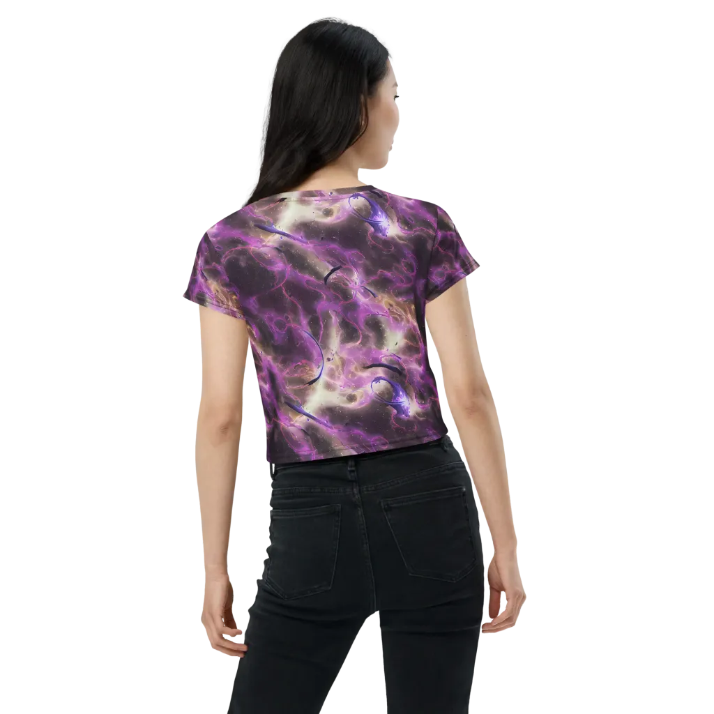 Violet Nebula on Crop Tee — Back