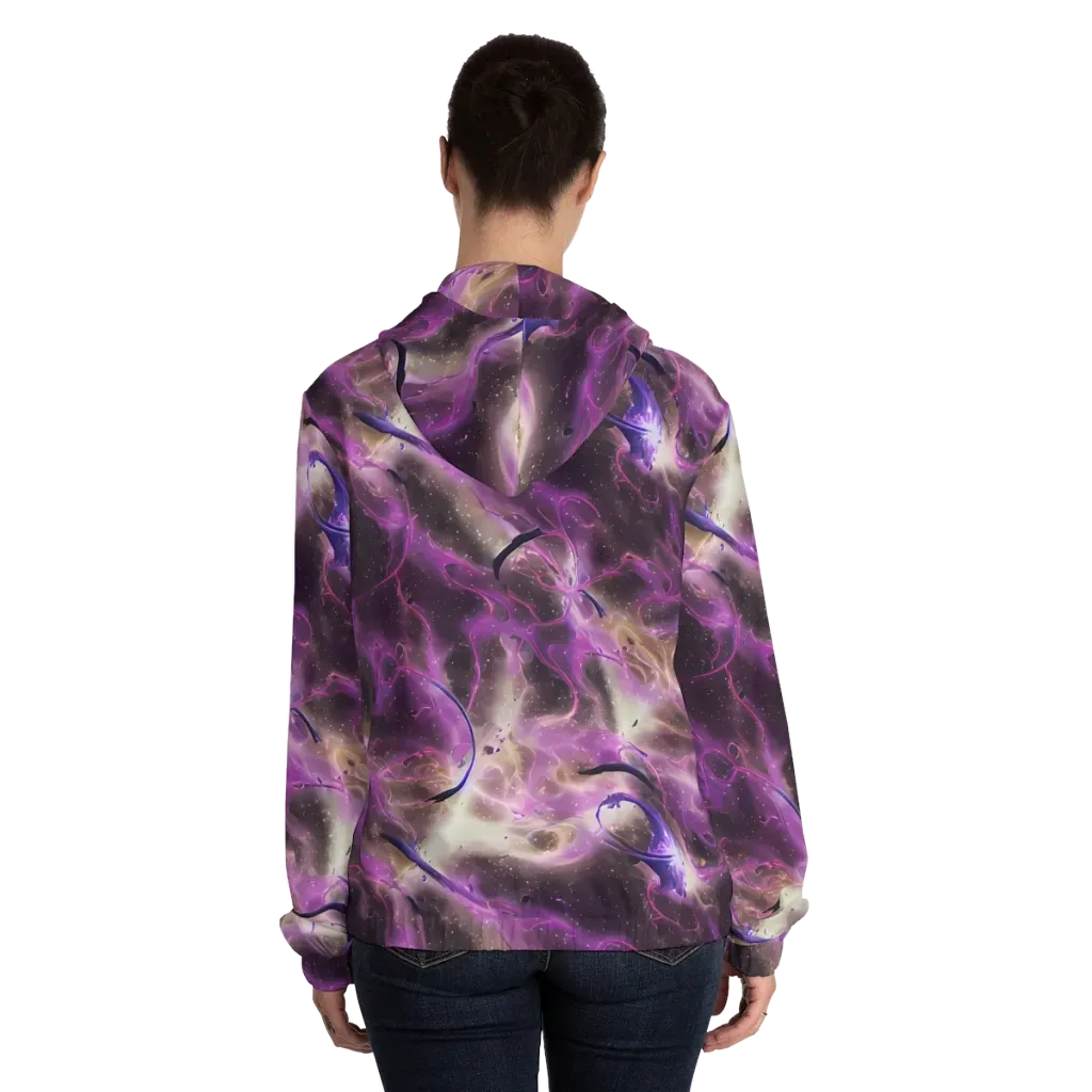 Violet Nebula on Women's Full-Zip Hoodie — Back On Person