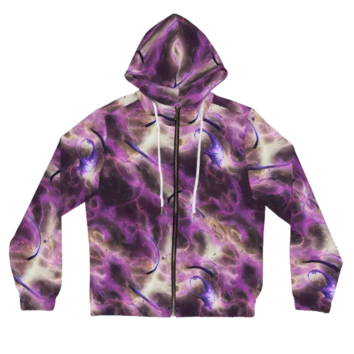 Violet Nebula on a Women's Full-Zip Hoodie