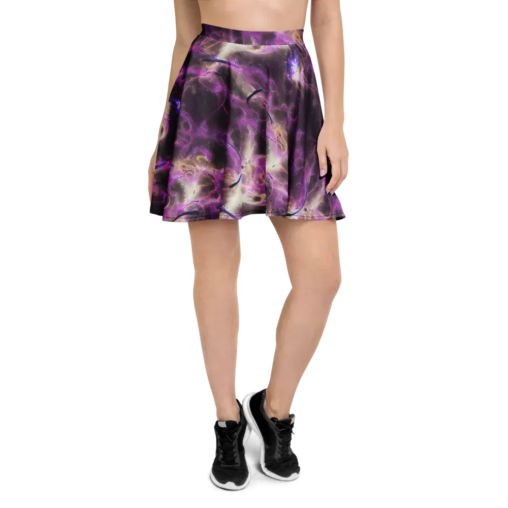 Violet Nebula on Skater Skirt — Front