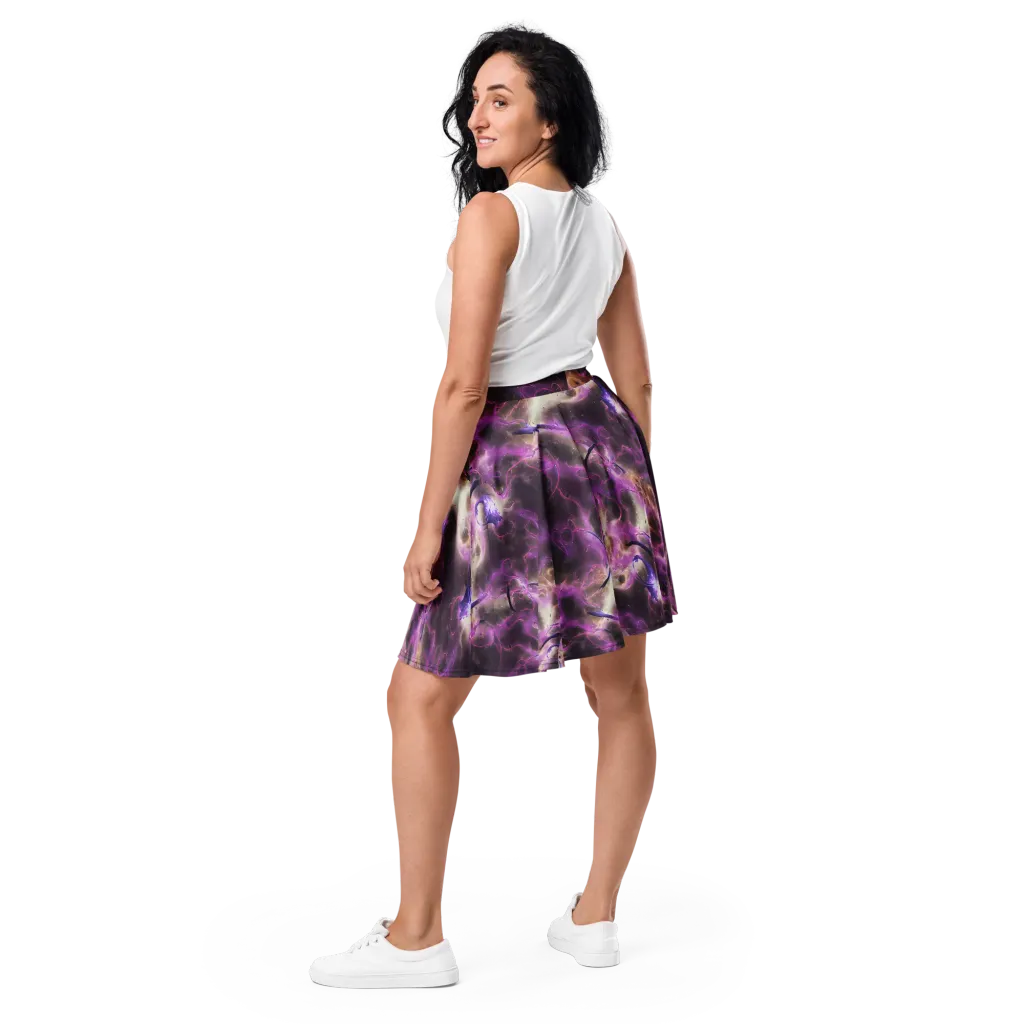 Violet Nebula on Skater Skirt — Back