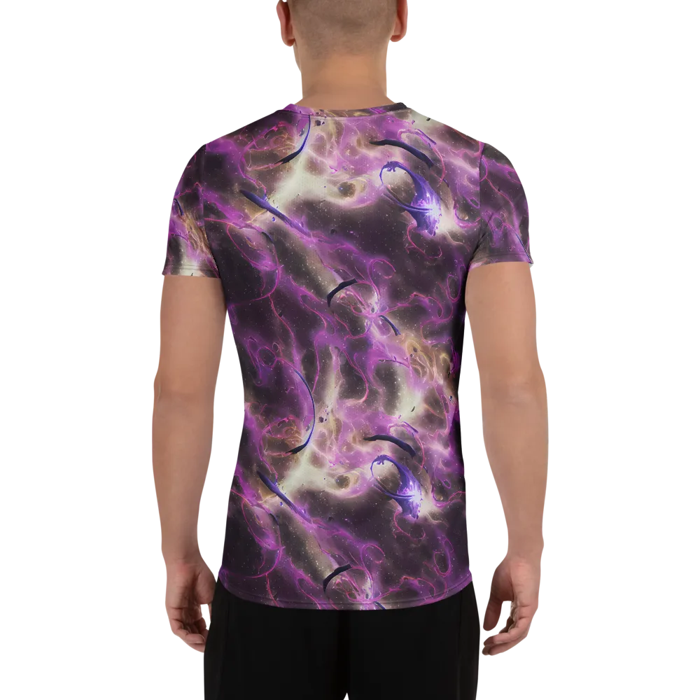 Violet Nebula on Men's Athletic T-Shirt — Back