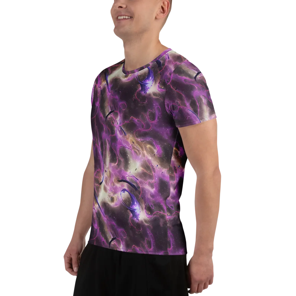 Violet Nebula on Men's Athletic T-Shirt — Left