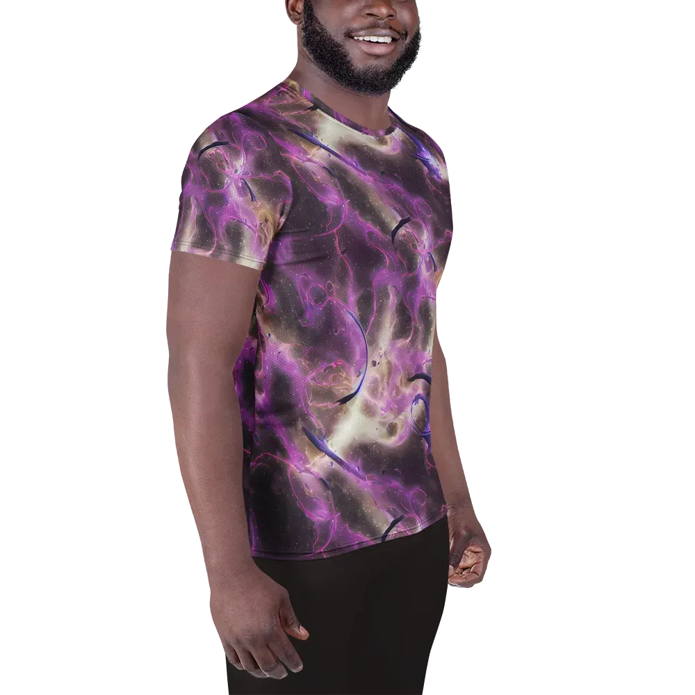 Violet Nebula on Men's Athletic T-Shirt — Right