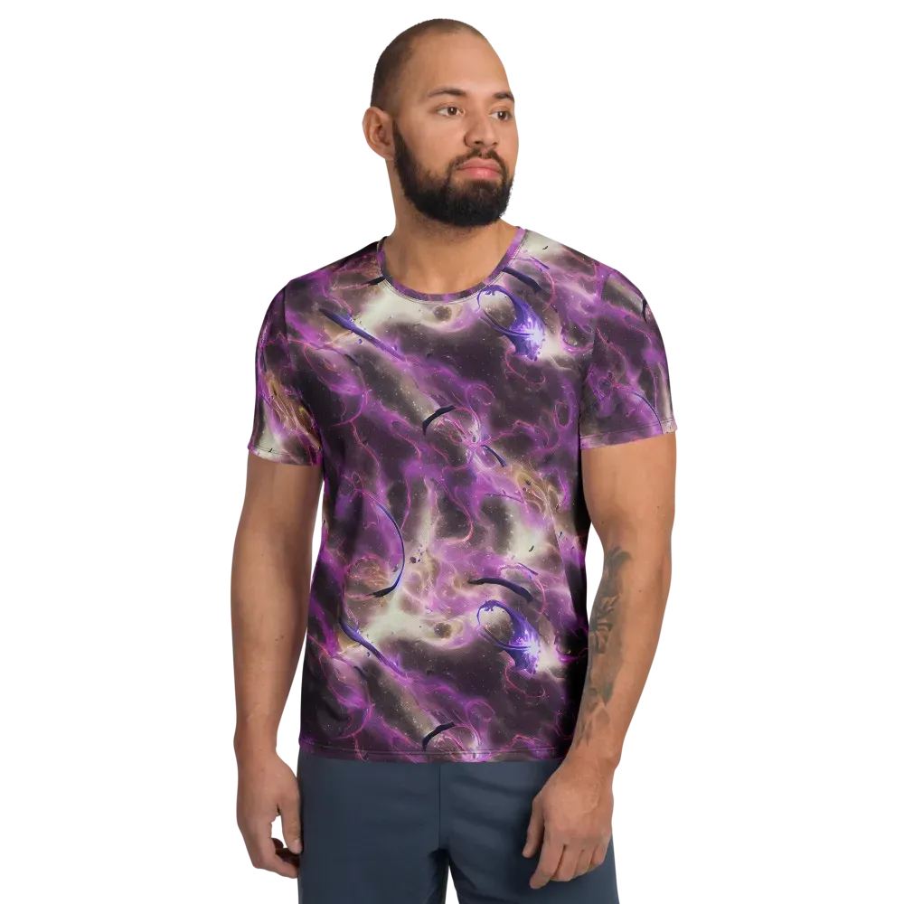 Violet Nebula on Men's Athletic T-Shirt — Front