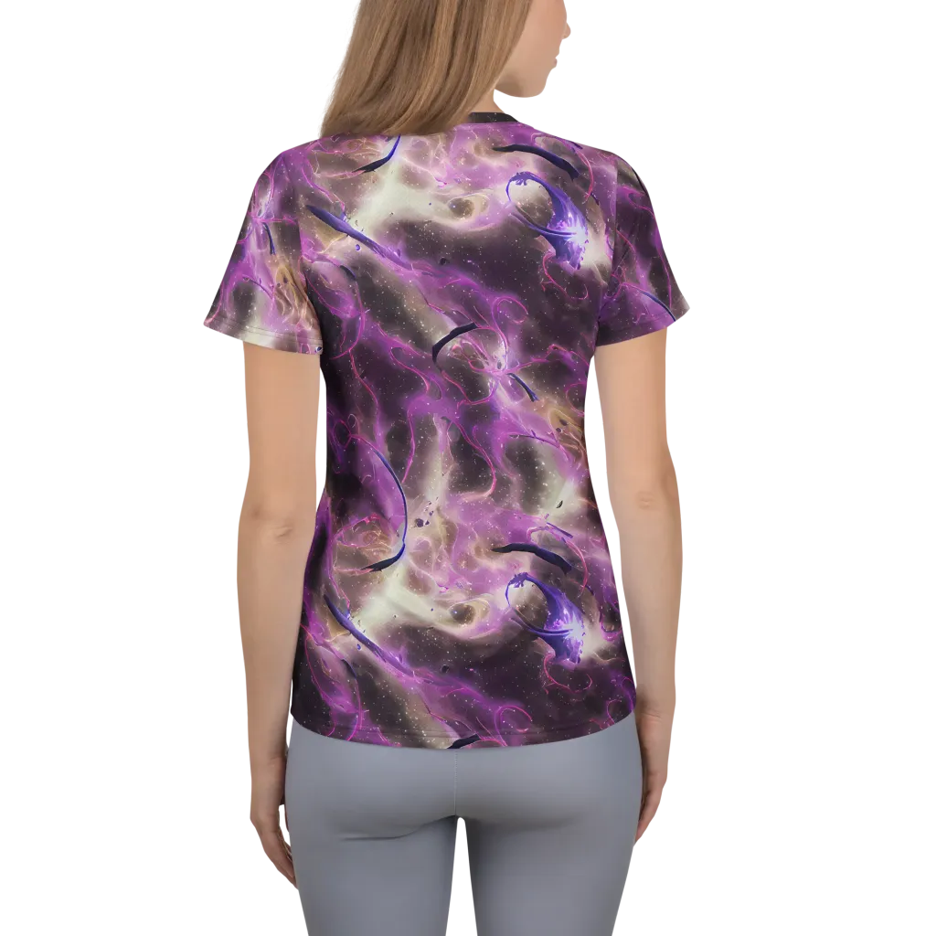 Violet Nebula on Women's Athletic T-Shirt — Back