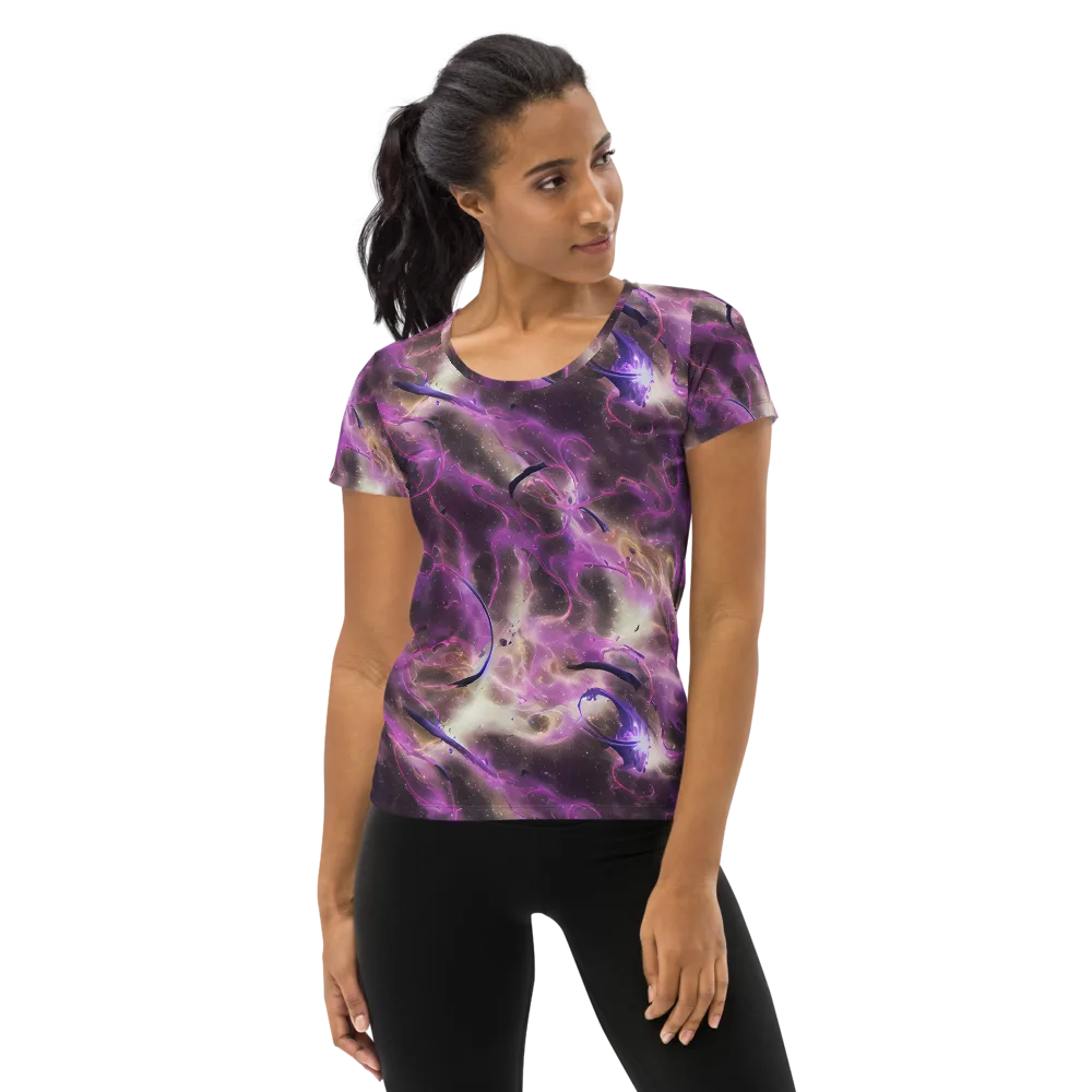 Violet Nebula on Women's Athletic T-Shirt — Front