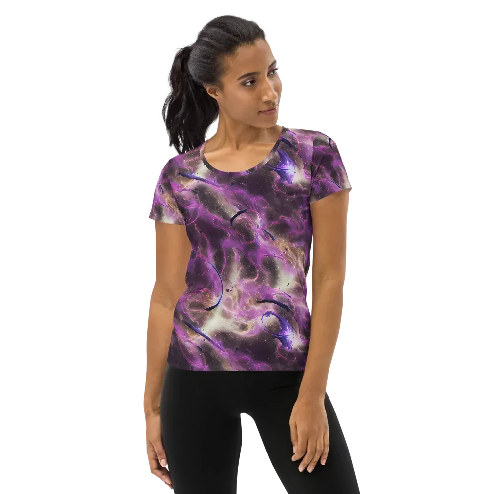 Violet Nebula on Women's Athletic T-Shirt — Front