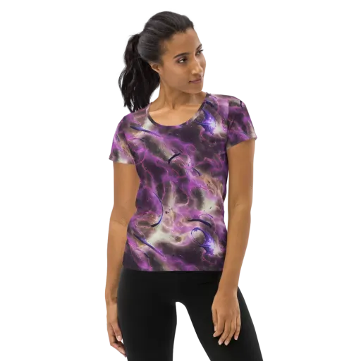 Violet Nebula on a Women's Athletic T-Shirt