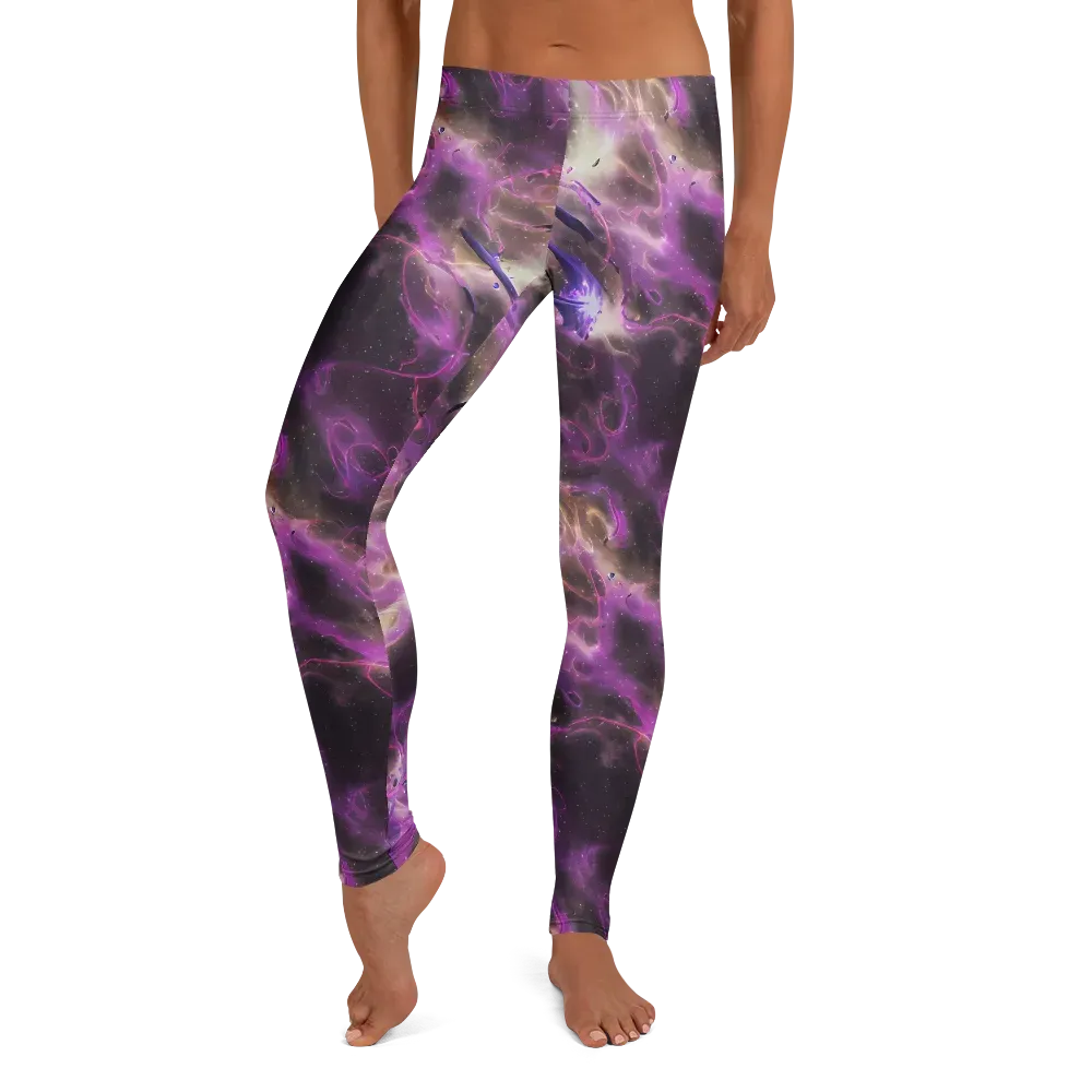 Violet Nebula on Leggings — Front