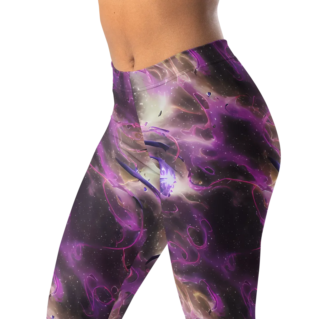 Violet Nebula on Leggings — Left Front