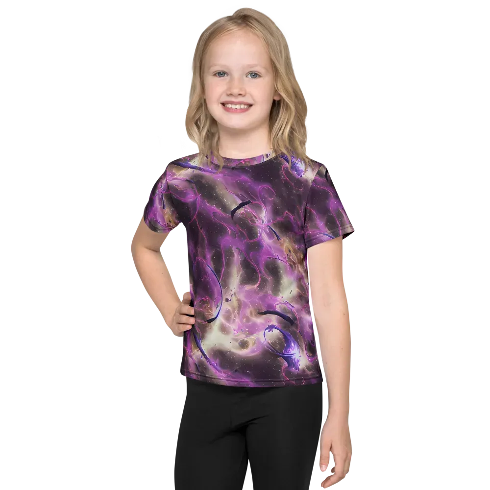 Violet Nebula on Kids Crew Neck T-Shirt — Front